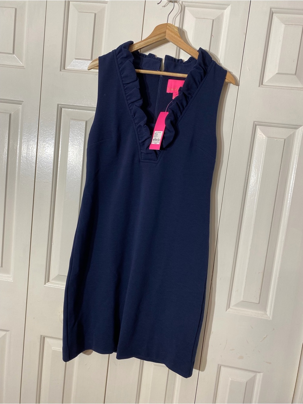 Lilly Pulitzer Navy Ruffle V-Neck Sleeveless Tunic